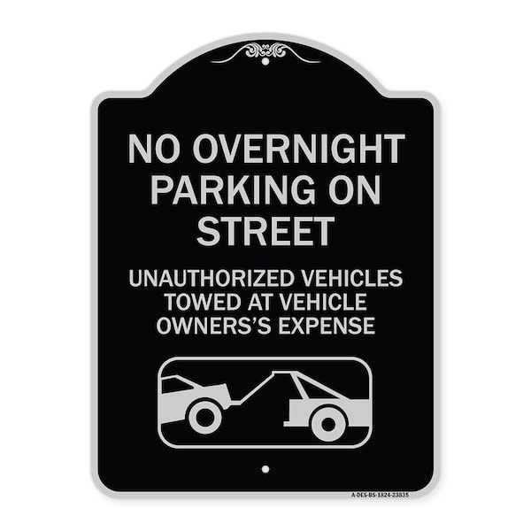 Signmission No Overnight Parking on Street Unauthorized Vehicles Towed at Vehicle Owners Expense, BS-1824-23835 A-DES-BS-1824-23835 - main